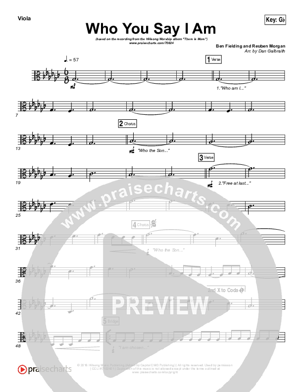 Who You Say I Am Viola (Hillsong Worship)