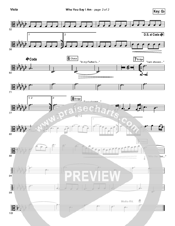 Who You Say I Am Viola (Hillsong Worship)