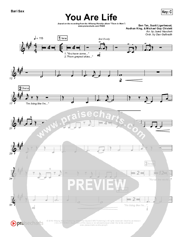 You Are Life Bari Sax (Hillsong Worship)