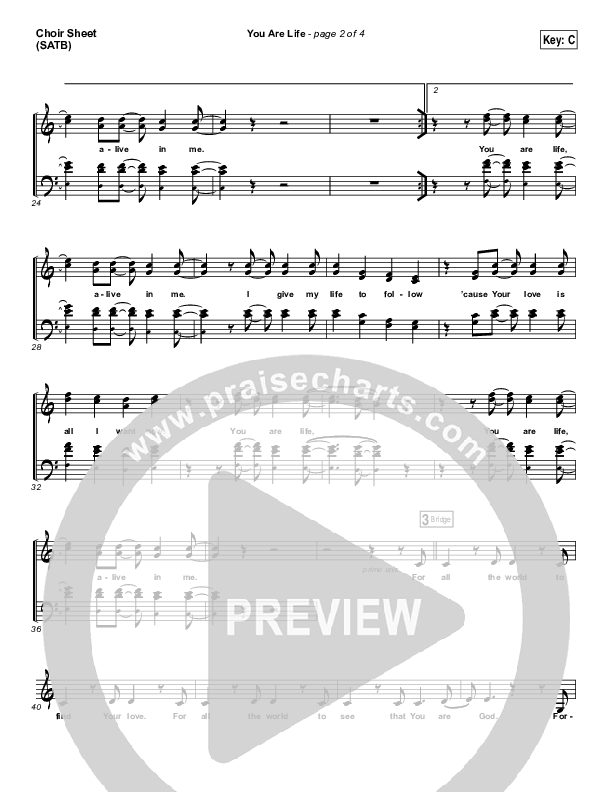 You Are Life Choir Sheet (SATB) (Hillsong Worship)