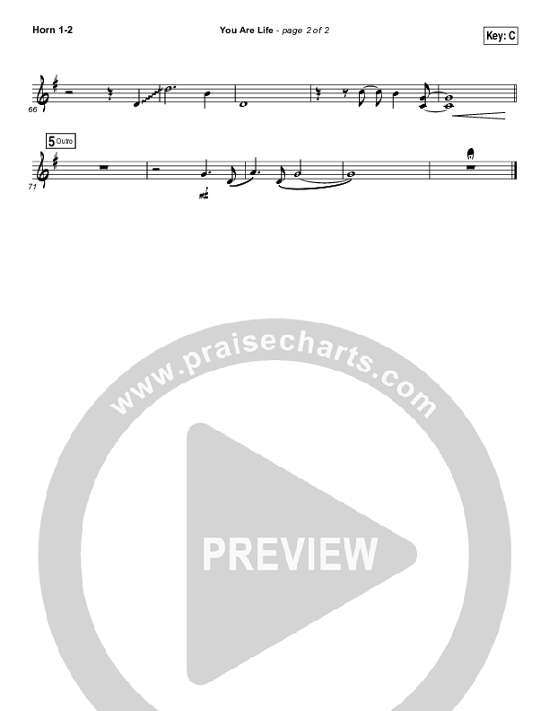 You Are Life French Horn 1/2 (Hillsong Worship)