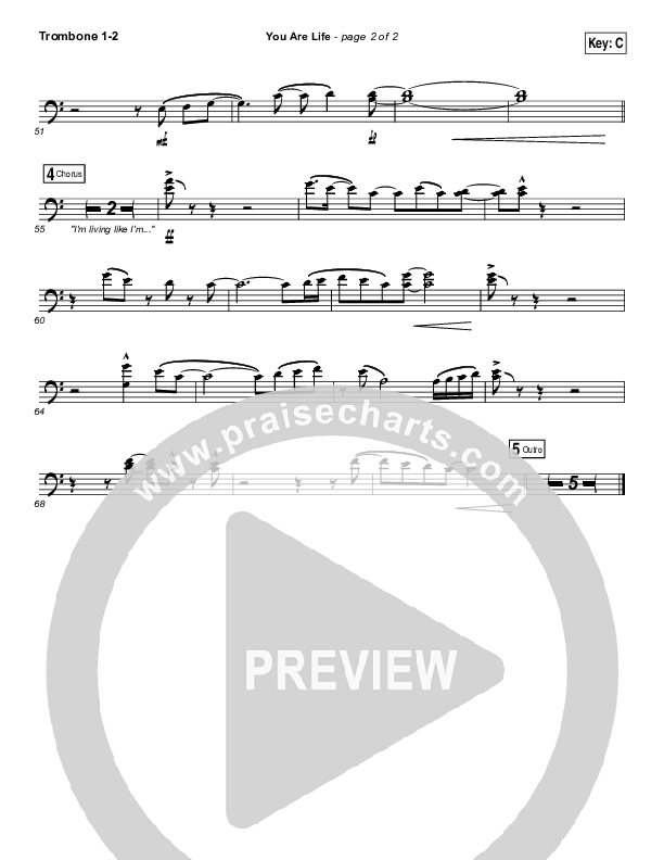 You Are Life Trombone 1/2 (Hillsong Worship)