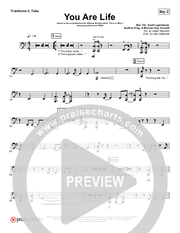 You Are Life Trombone 3/Tuba (Hillsong Worship)