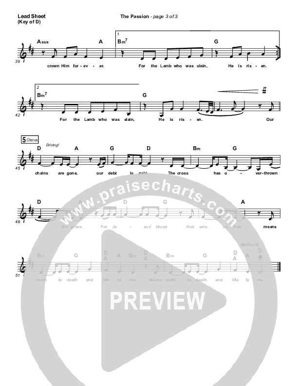 The Passion Lead Sheet (Melody) (Hillsong Worship)