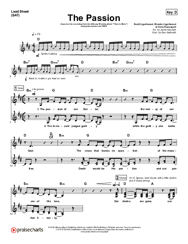 The Passion Lead Sheet (SAT) (Hillsong Worship)