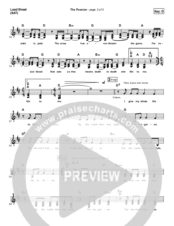 The Passion Lead Sheet (SAT) (Hillsong Worship)