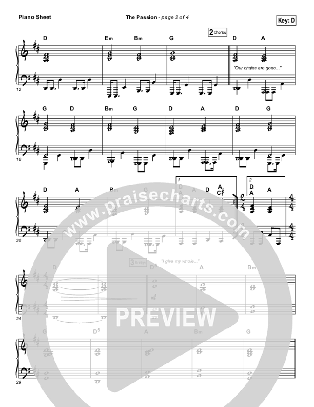 The Passion Piano Sheet (Hillsong Worship)