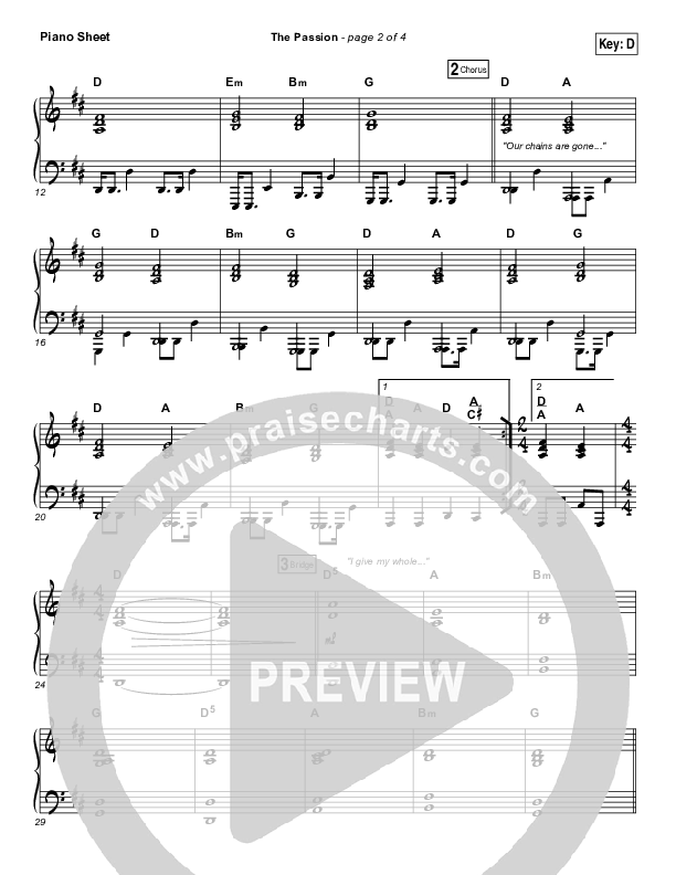 The Passion Piano Sheet (Hillsong Worship)