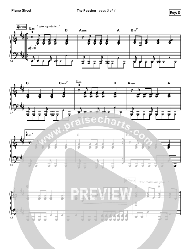 The Passion Piano Sheet (Hillsong Worship)