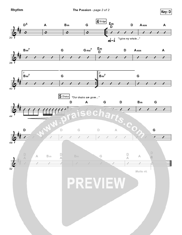 The Passion Rhythm Chart (Hillsong Worship)