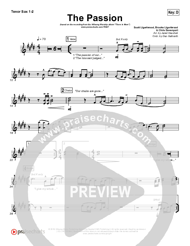 The Passion Tenor Sax 1/2 (Hillsong Worship)