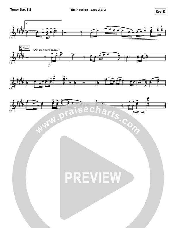 The Passion Tenor Sax 1/2 (Hillsong Worship)