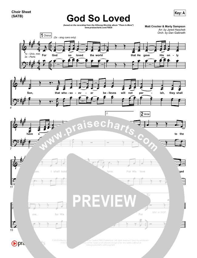 God So Loved Choir Sheet Satb Hillsong Worship Praisecharts For god so loved the world that he gave his only son whosoever believes will not perish they shall have eternal life. god so loved choir sheet satb