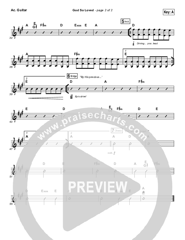 God So Loved Acoustic Guitar (Hillsong Worship)