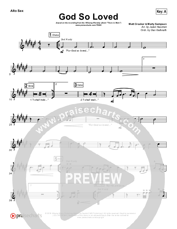 God So Loved Alto Sax (Hillsong Worship)