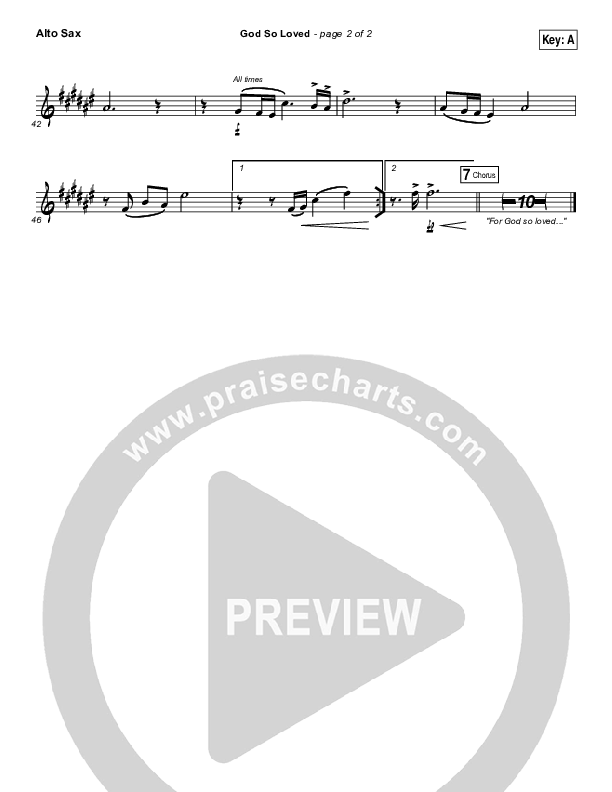 God So Loved Alto Sax (Hillsong Worship)
