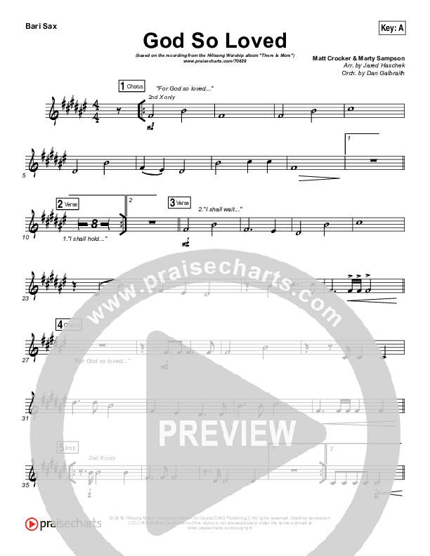 God So Loved Bari Sax (Hillsong Worship)