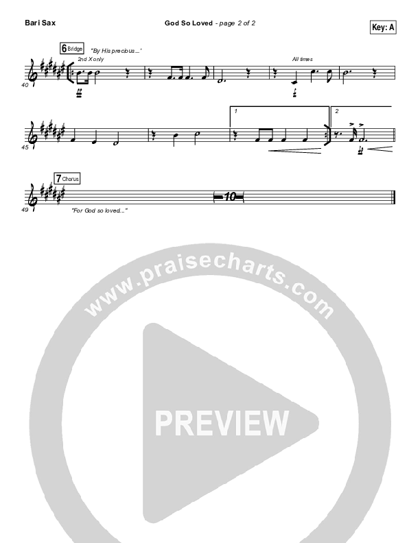 God So Loved Bari Sax (Hillsong Worship)