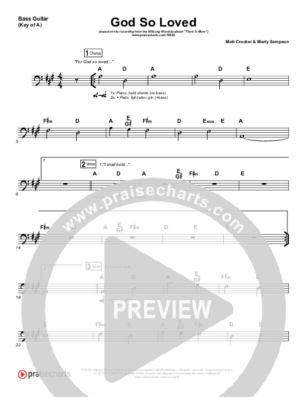 God So Loved Bass Guitar (Hillsong Worship)