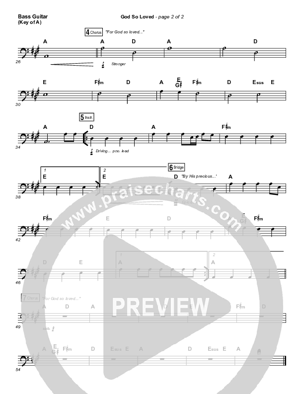 God So Loved Bass Guitar (Hillsong Worship)