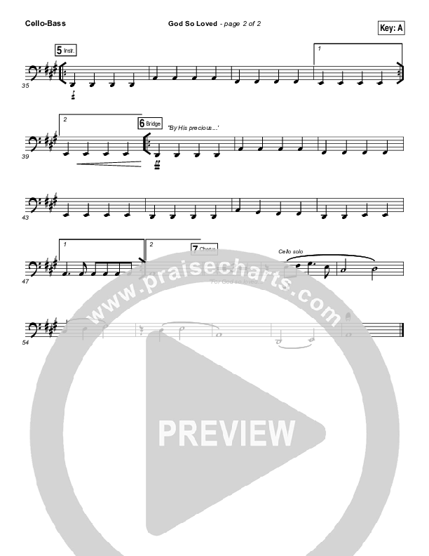 God So Loved Cello/Bass (Hillsong Worship)