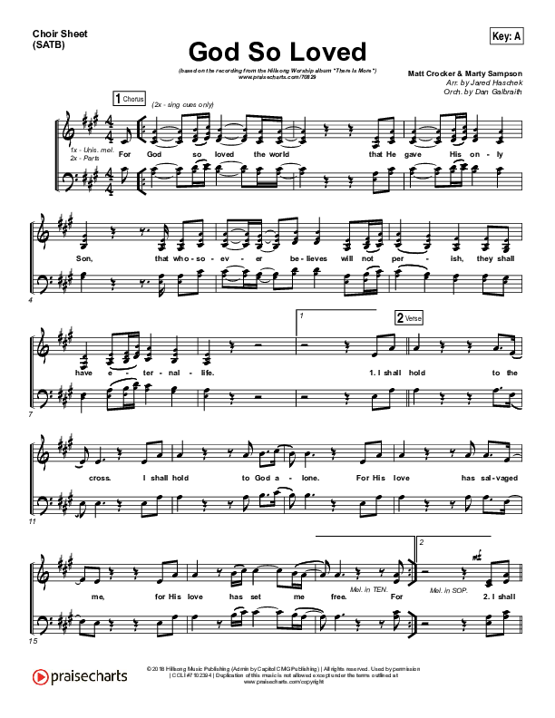 God So Loved Choir Vocals (SATB) (Hillsong Worship)
