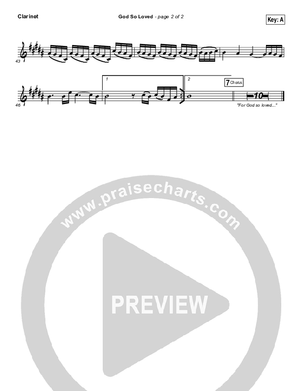 God So Loved Clarinet (Hillsong Worship)