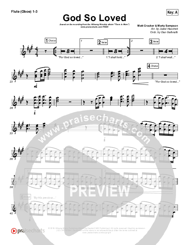 God So Loved Flute/Oboe 1/2/3 (Hillsong Worship)