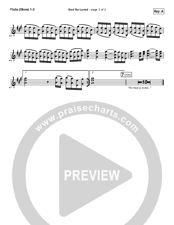 God So Loved Flute/Oboe 1/2/3 (Hillsong Worship)