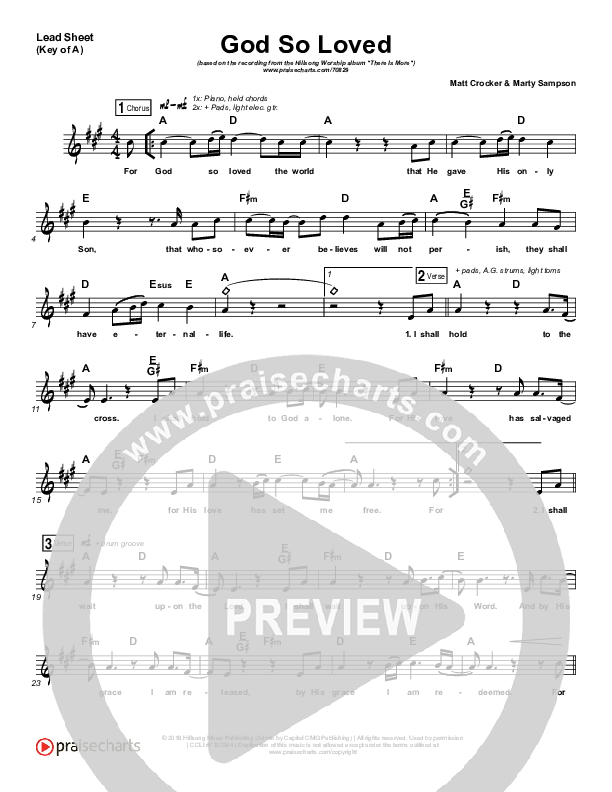 God So Loved Lead Sheet (Melody) (Hillsong Worship)