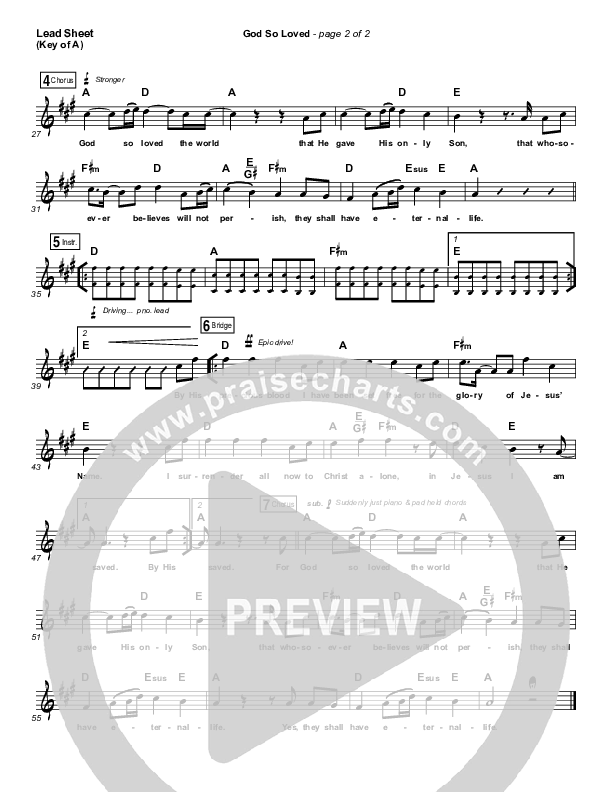God So Loved Lead Sheet (Melody) (Hillsong Worship)