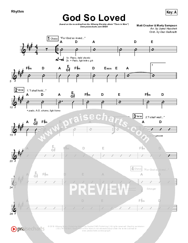 God So Loved Rhythm Chart (Hillsong Worship)