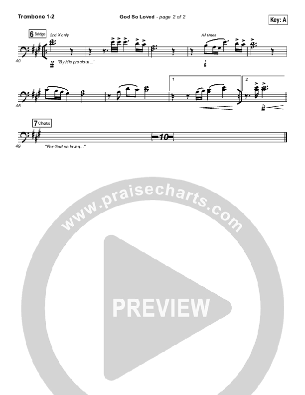 God So Loved Trombone 1/2 (Hillsong Worship)