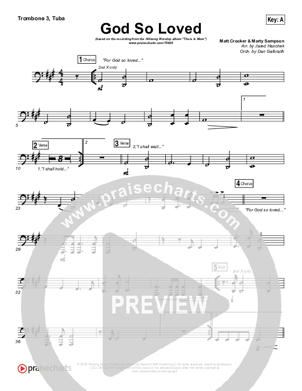 God So Loved Trombone 3/Tuba (Hillsong Worship)