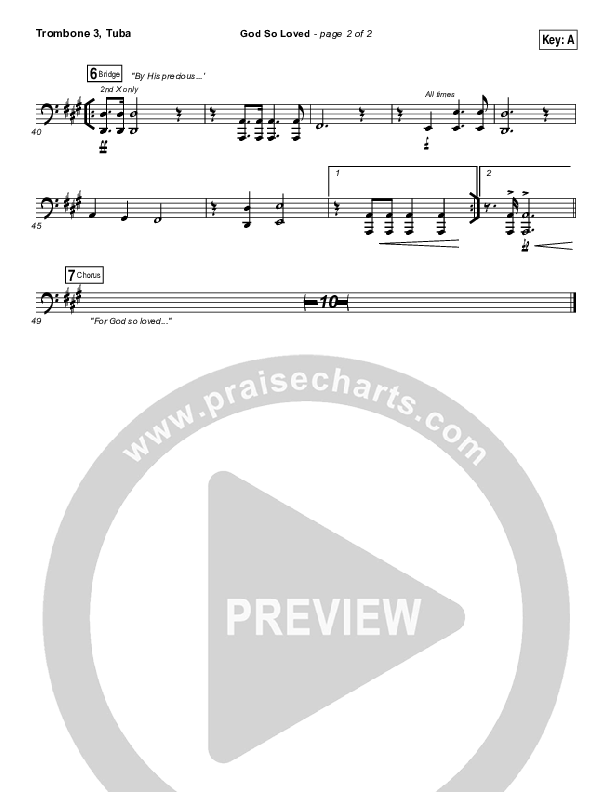 God So Loved Trombone 3/Tuba (Hillsong Worship)