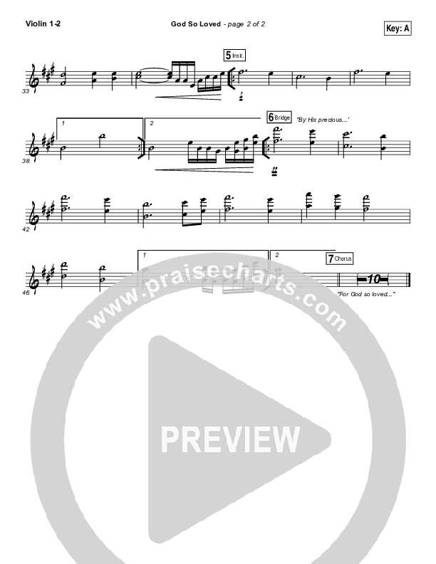 God So Loved Violin 1/2 (Hillsong Worship)