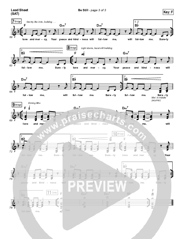 Be Still Lead Sheet (SAT) (Hillsong Worship)