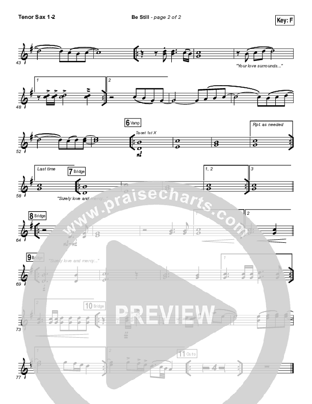 Be Still Tenor Sax 1/2 (Hillsong Worship)