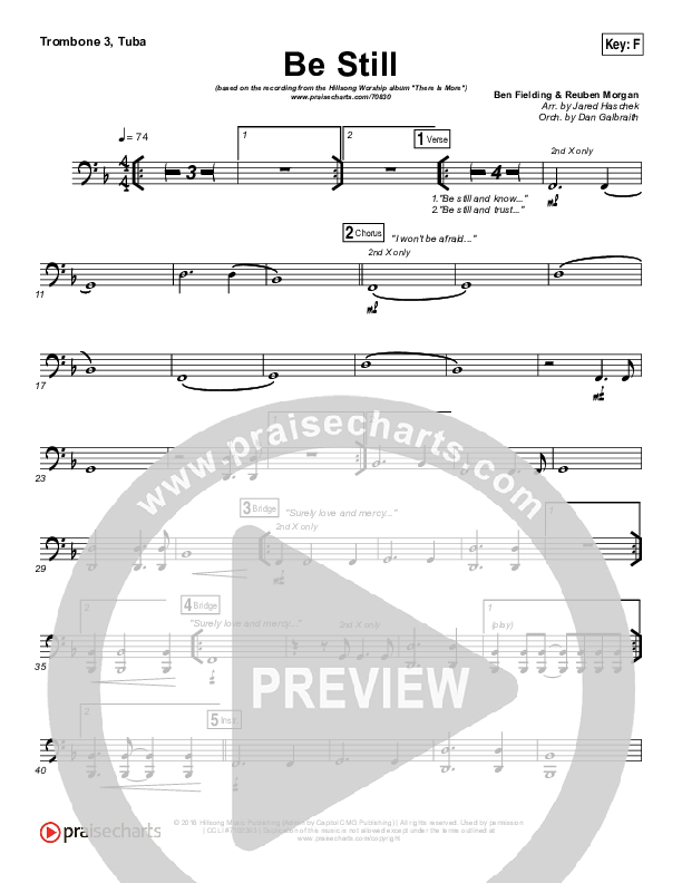 Be Still Trombone 3/Tuba (Hillsong Worship)