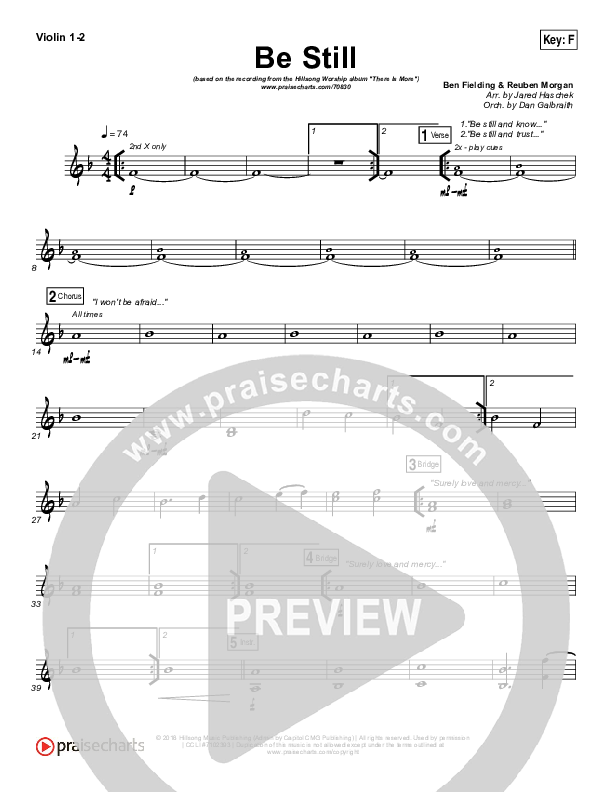 Be Still Violin 1/2 (Hillsong Worship)