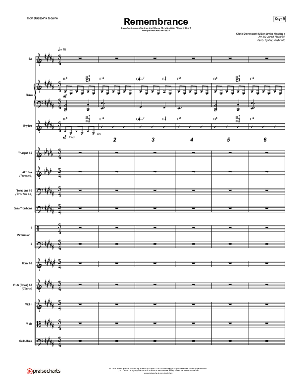 Remembrance Conductor's Score (Hillsong Worship)