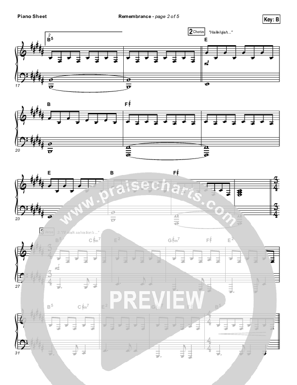Remembrance Piano Sheet (Hillsong Worship)