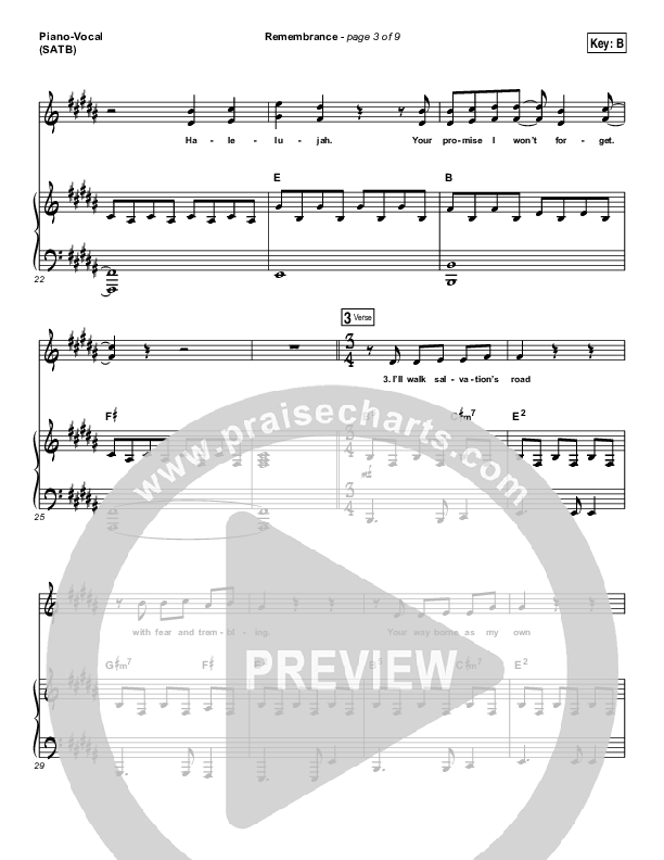 Remembrance Piano/Vocal (SATB) (Hillsong Worship)