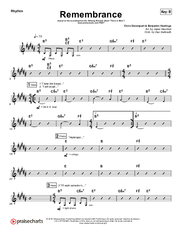 Remembrance Rhythm Chart (Hillsong Worship)