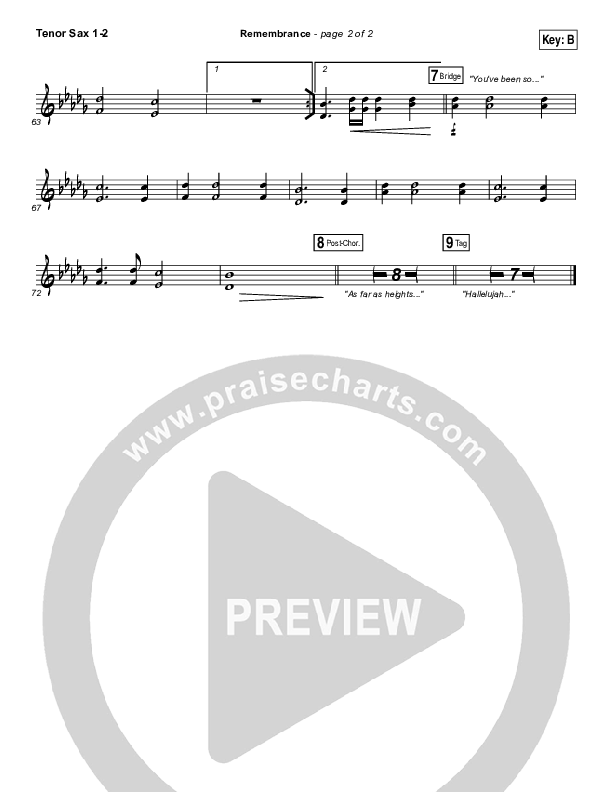 Remembrance Tenor Sax 1/2 (Hillsong Worship)