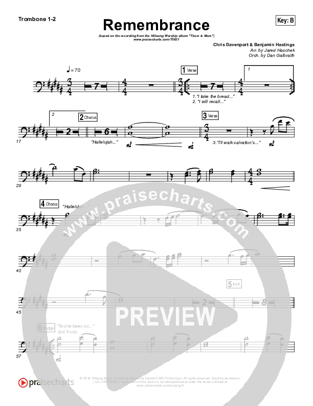 Remembrance Trombone 1/2 (Hillsong Worship)