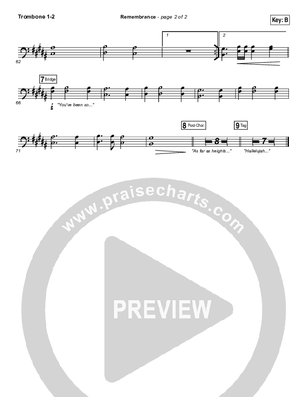 Remembrance Trombone 1/2 (Hillsong Worship)