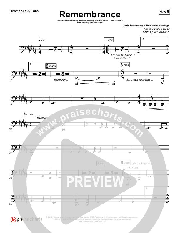 Remembrance Trombone 3/Tuba (Hillsong Worship)