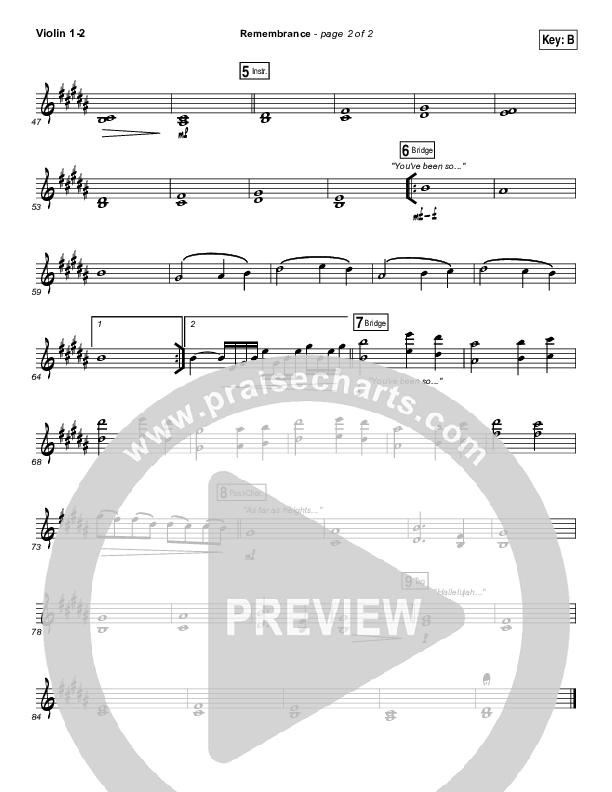 Remembrance Violin 1/2 (Hillsong Worship)