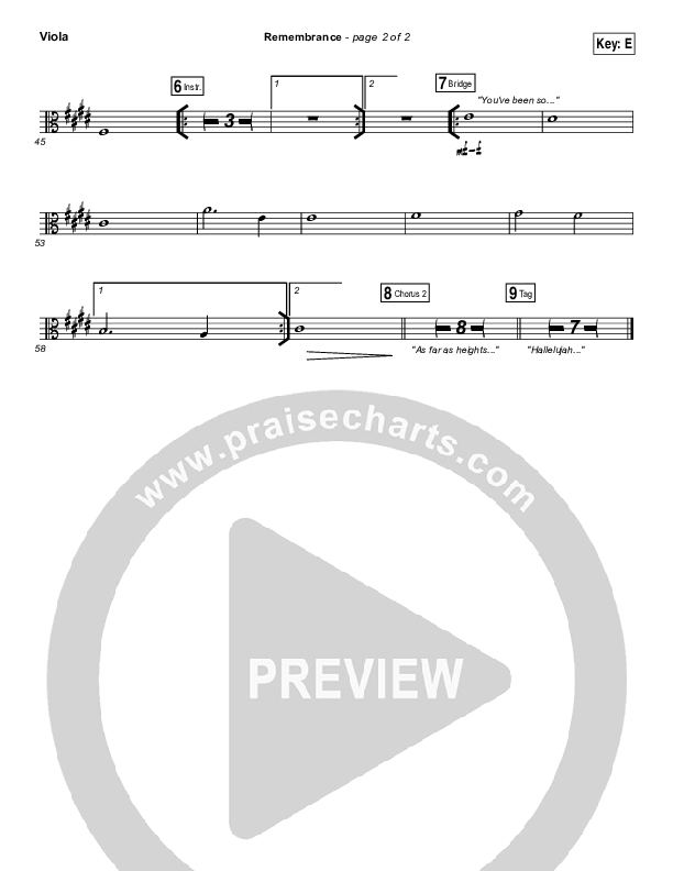 Remembrance (Live Acoustic) Viola (Hillsong Worship)